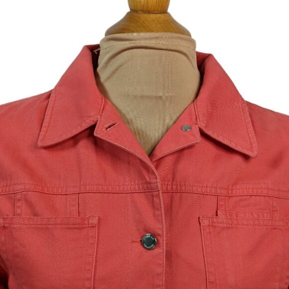 JONES NEW YORK COUNTRY Cotton Button Front Denim Jacket Coral Size Small - Picture 3 of 16